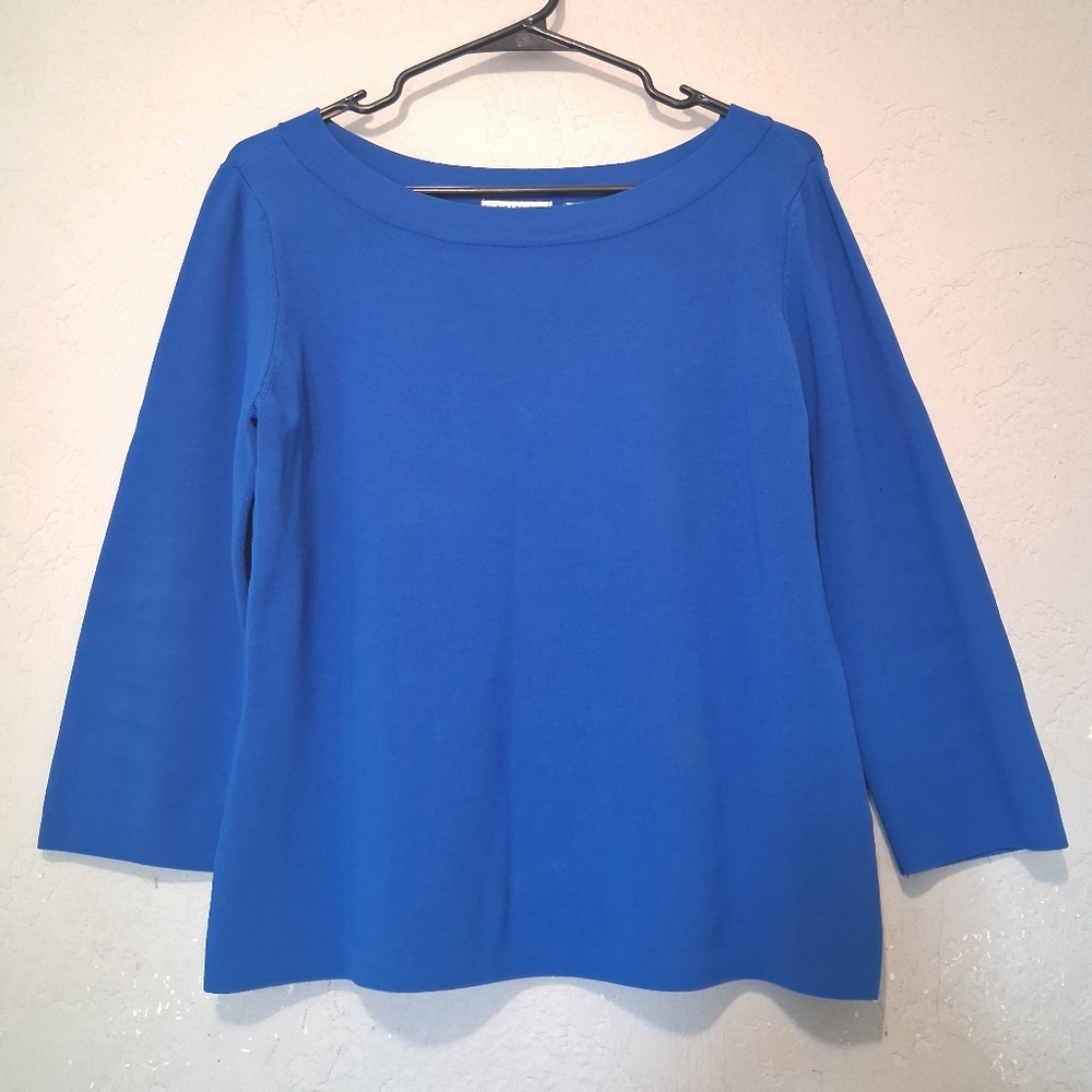 Hannah Royal Blue 3/4 Sleeve‎ Boat Neck  Top Blouse Stretchy Executive